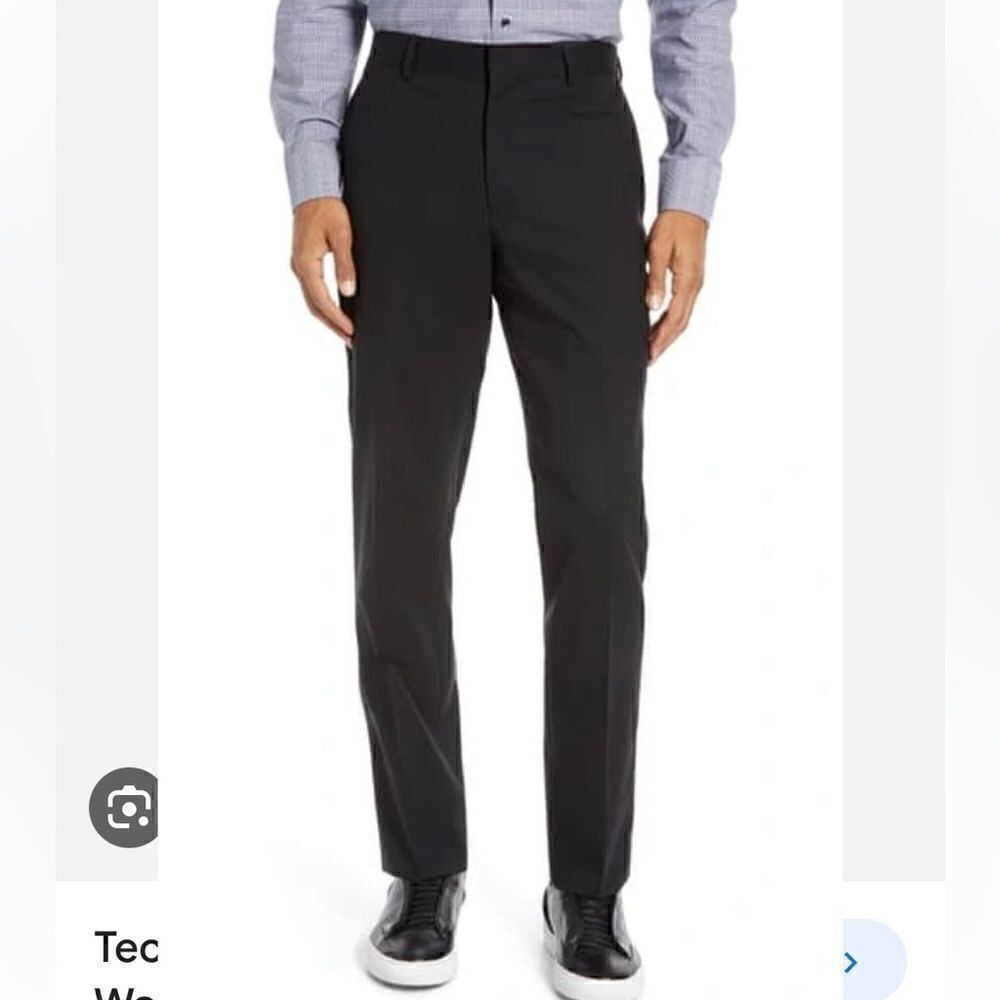Nordstrom Tech-smart Slim Fit Stretch Wool Dress Pants In Black Size 34R